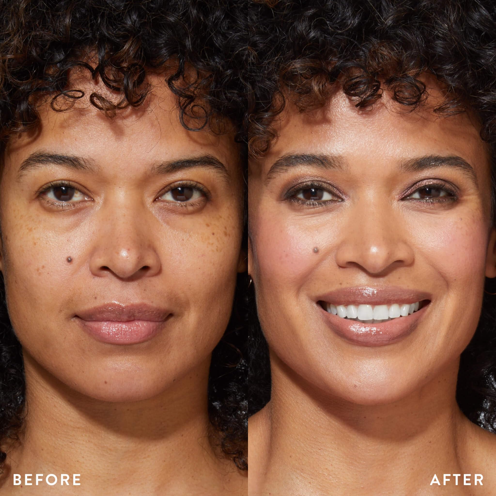 LAURA GELLER highlighter glow on cheekbone showing radiant finish and subtle luminosity