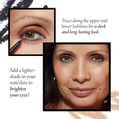 LAURA GELLER model wearing smoky eye showing blended impact and evening versatility