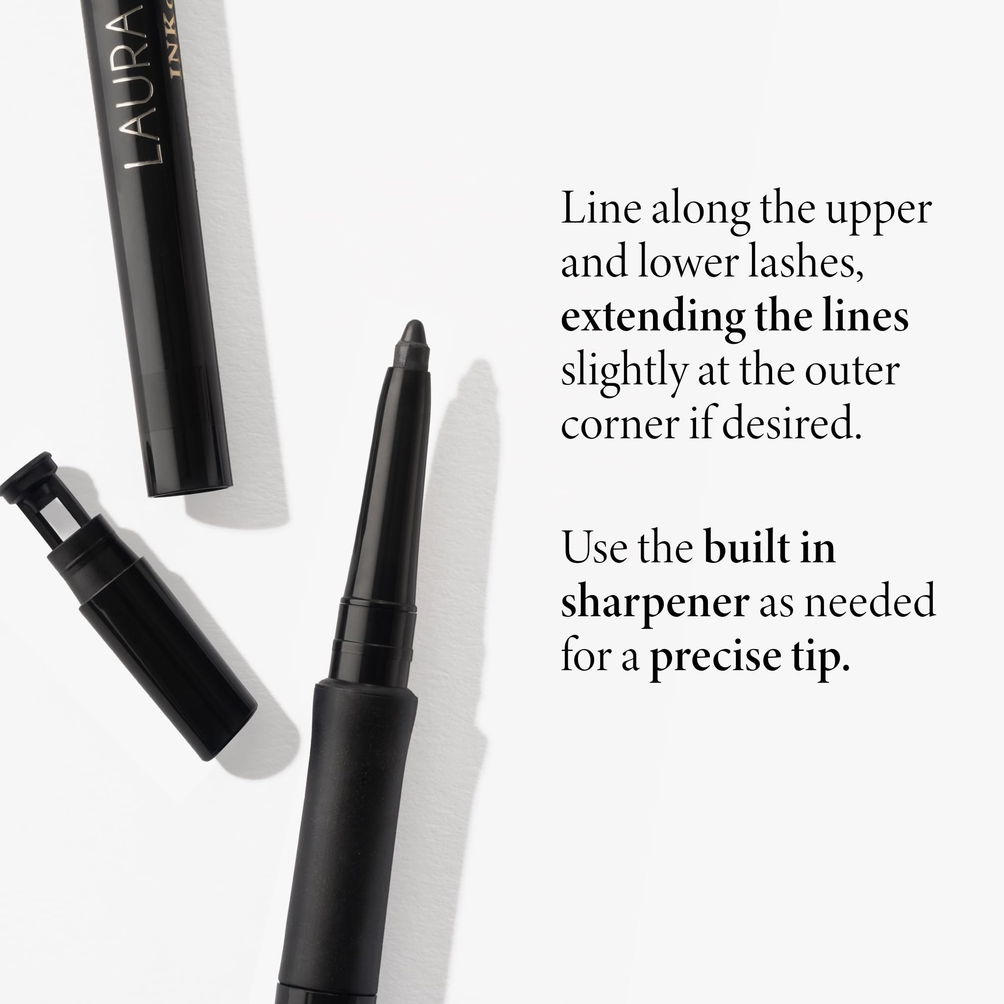 LAURA GELLER eyeliner applied along upper lash line for defined eyes