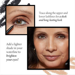LAURA GELLER NEW YORK eyeliner applied to upper lid for defined lash enhancement