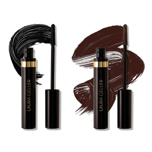 LAURA GELLER NEW YORK front packaging of the black and brown mascara duo for versatile looks