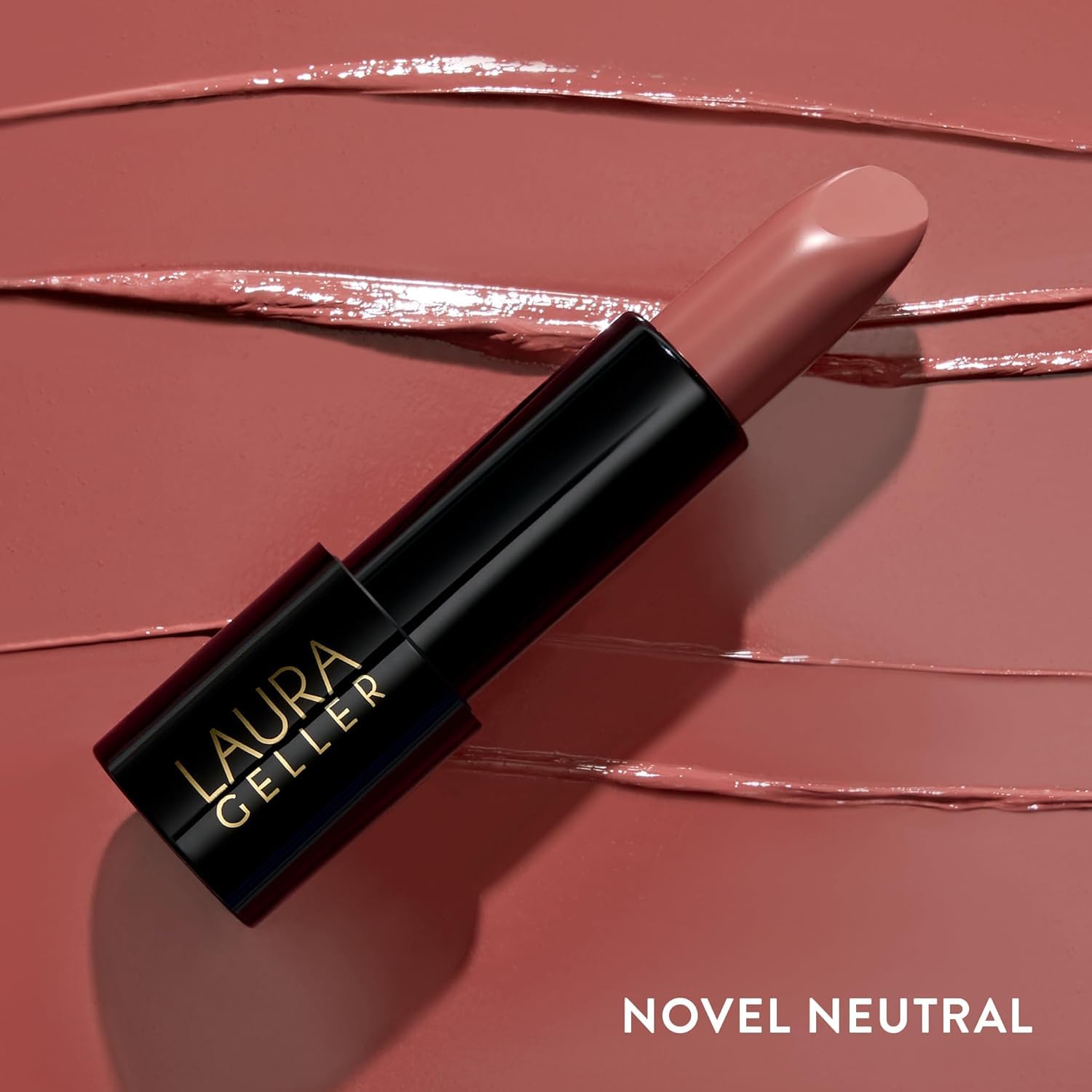 LAURA GELLER NEW YORK lipstick in a makeup flatlay showing versatile styling options