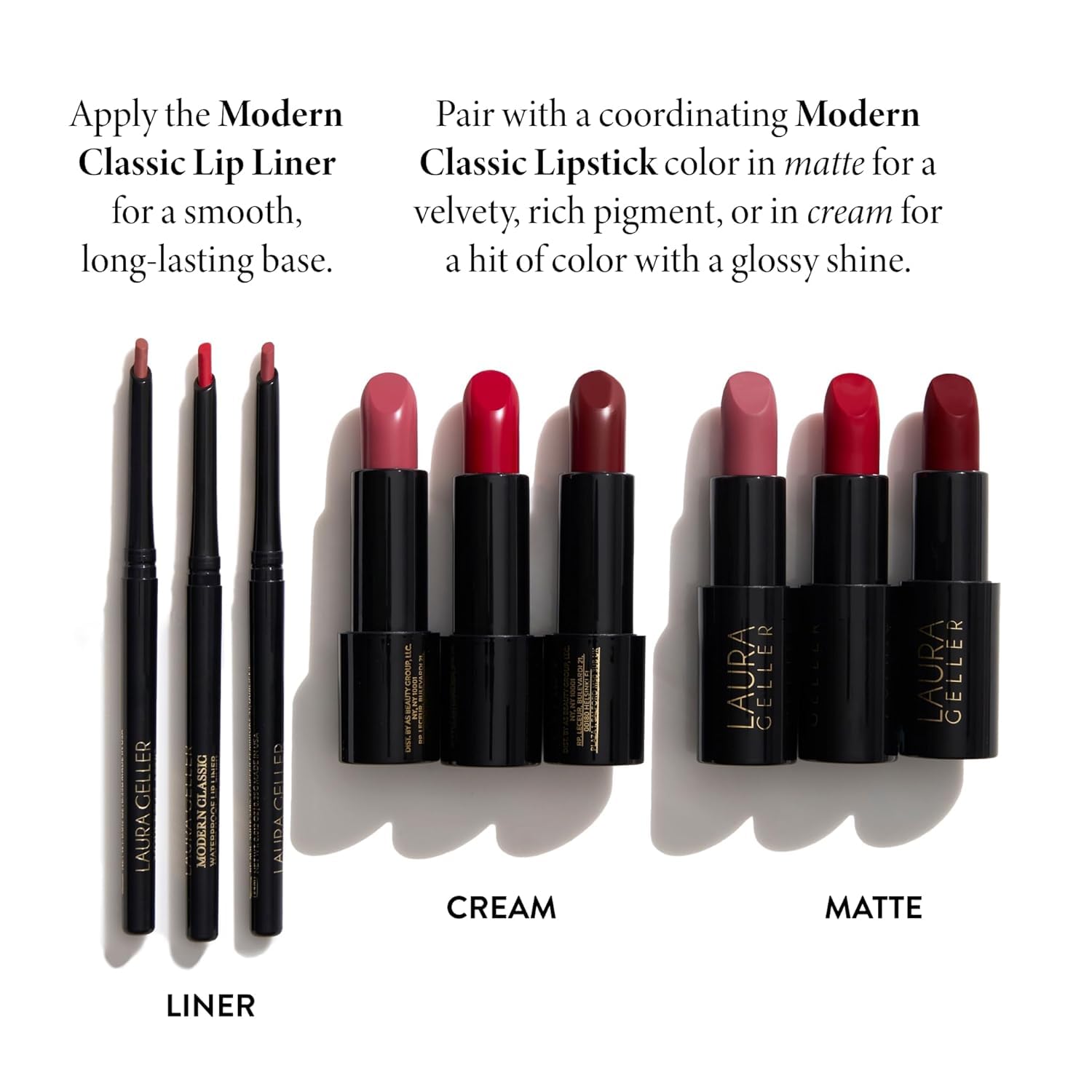 LAURA GELLER NEW YORK on dressed model demonstrating finished makeup look benefit Polished definition
