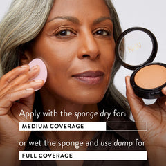 LAURA GELLER NEW YORK compact in hand to show compact size benefit