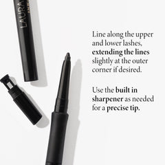 LAURA GELLER NEW YORK eyeliner on model eye showing smooth, long-lasting definition