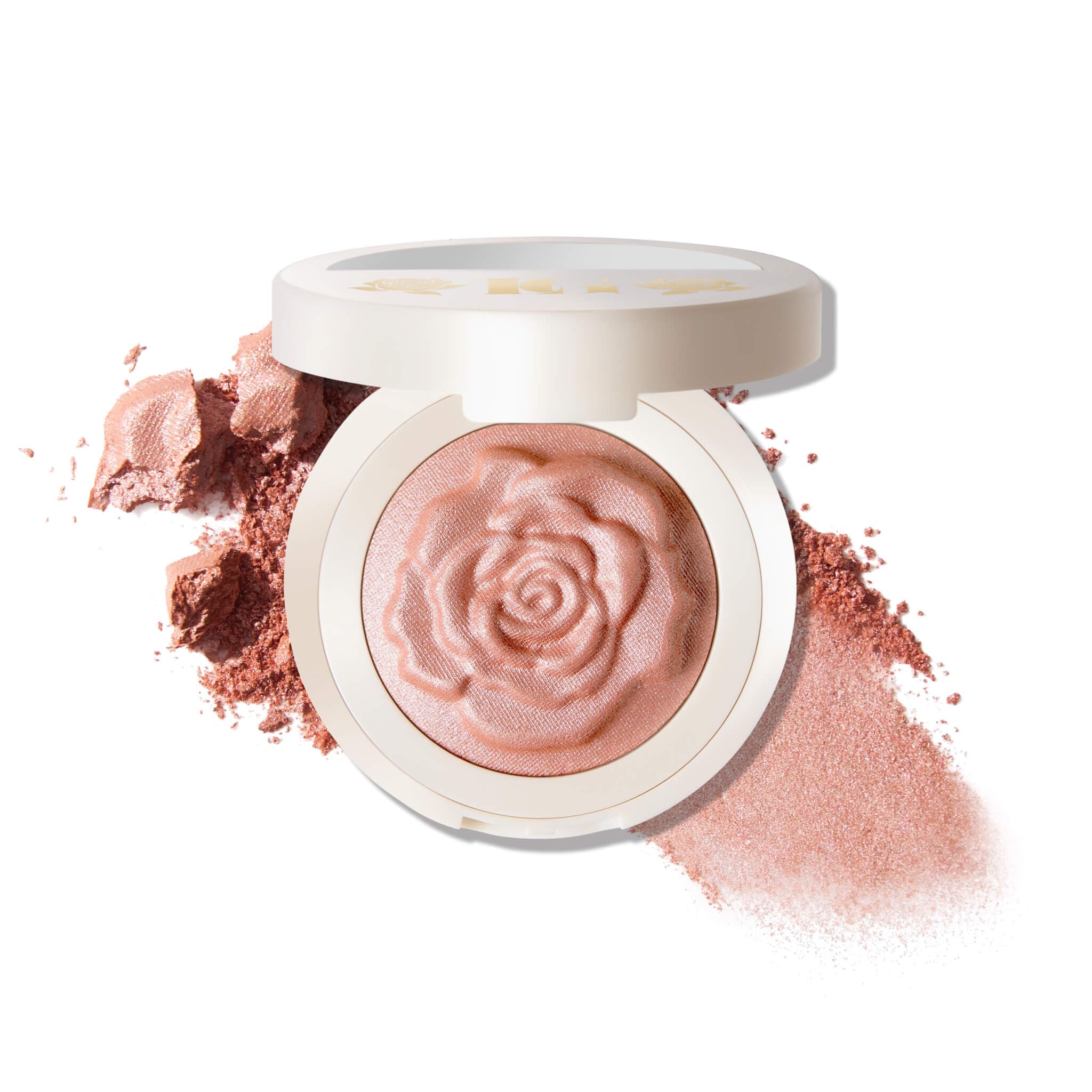 LAURA GELLER NEW YORK blush front pan showing marbleized surface and true color