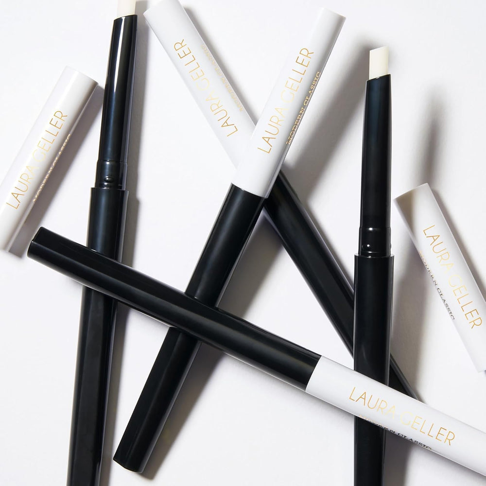 LAURA GELLER NEW YORK model applying invisible liner to lips for prevented feathering and cleaner edges