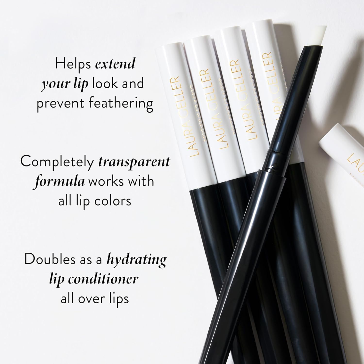 LAURA GELLER NEW YORK close-up of creamy transparent texture demonstrating smooth glide and hydration