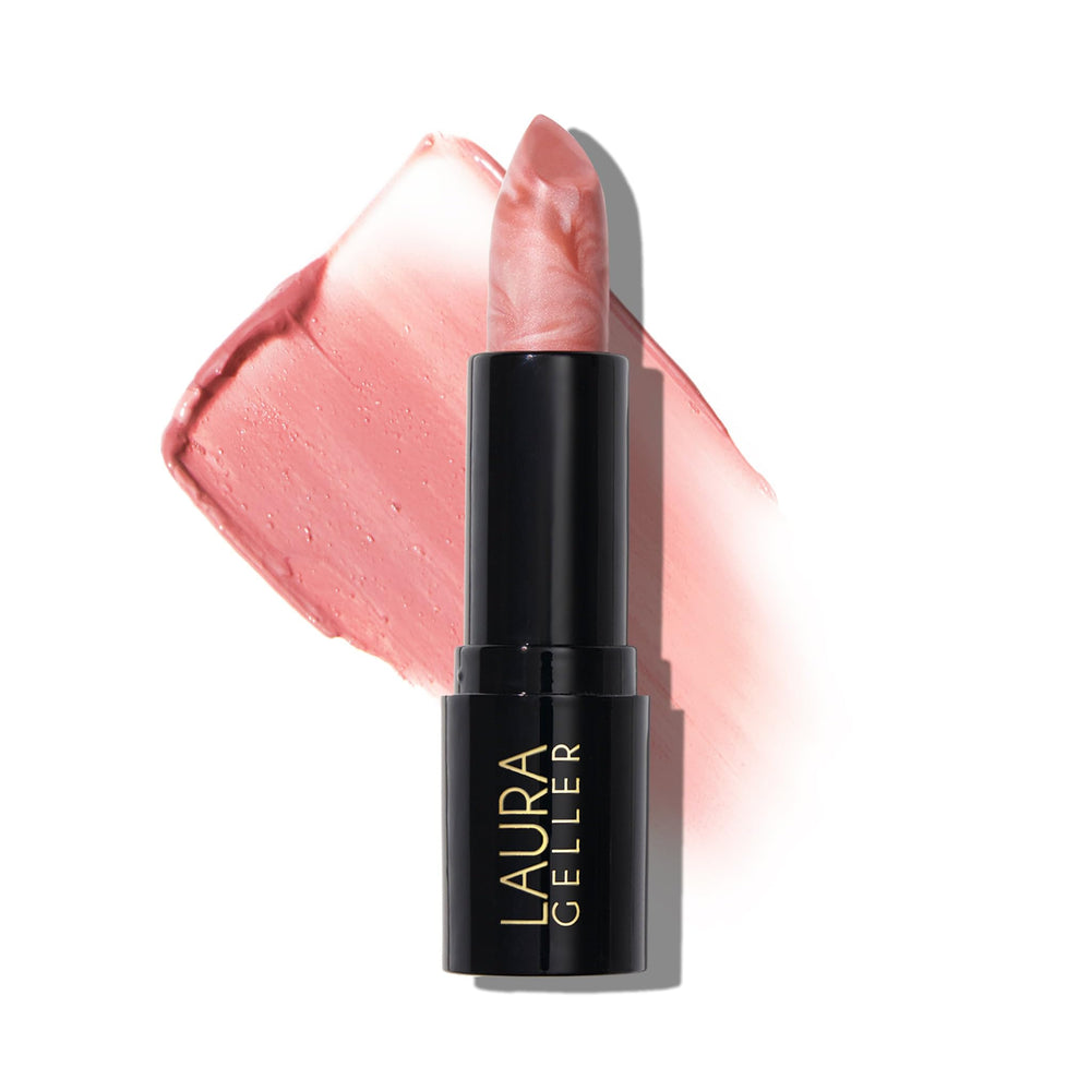 LAURA GELLER NEW YORK front view of lipstick showing marble swirls and elegant finish