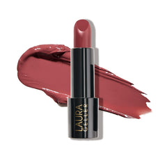 LAURA GELLER NEW YORK front view of mauve majesty lipstick for elegant presentation