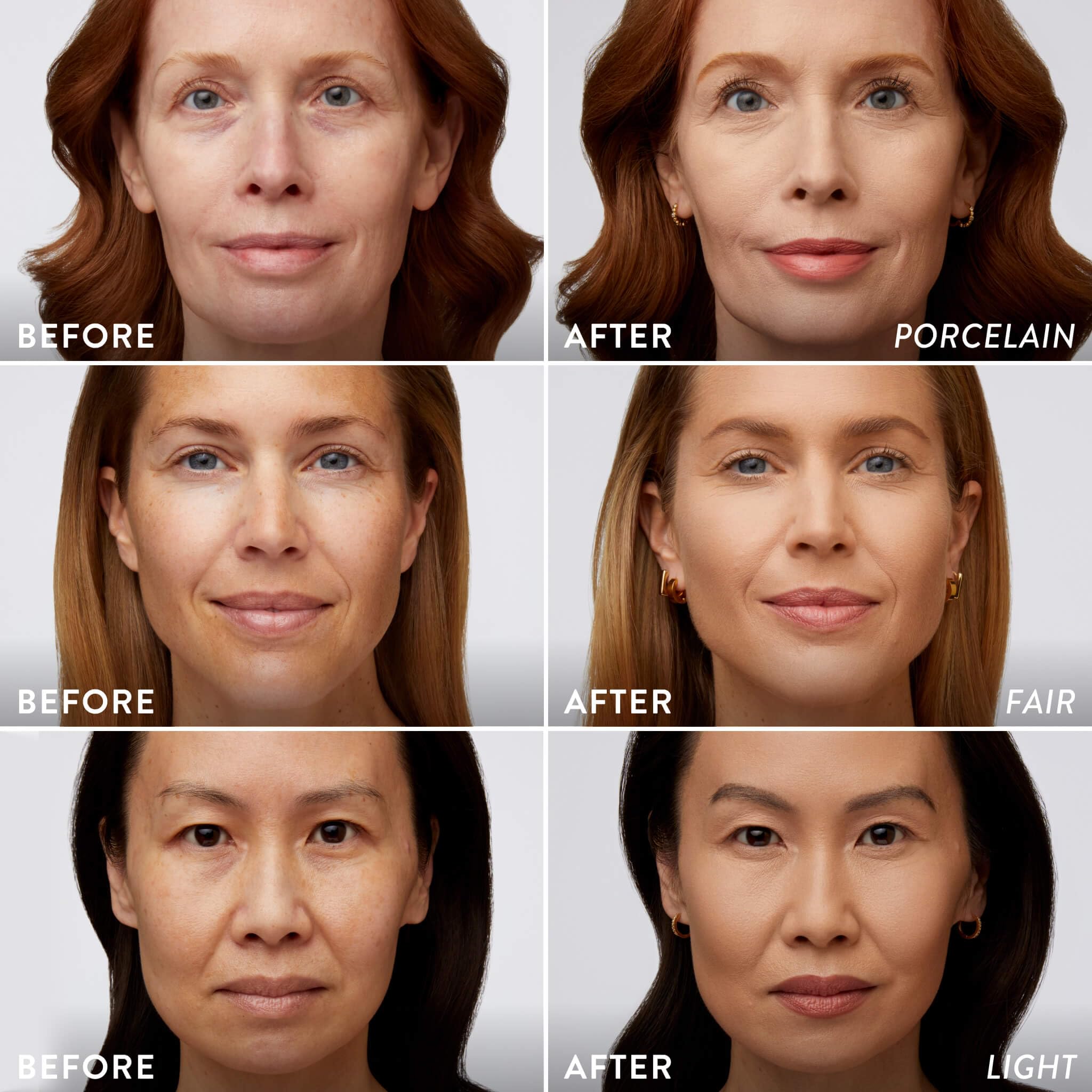 LAURA GELLER before and after demonstrating coverage and wrinkle blurring