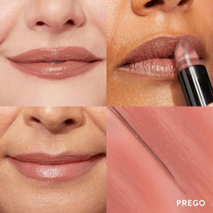LAURA GELLER NEW YORK open tube angled view displaying creamy Prego lipstick for easy application