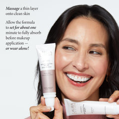 LAURA GELLER applying primer with brush for smooth even base benefit
