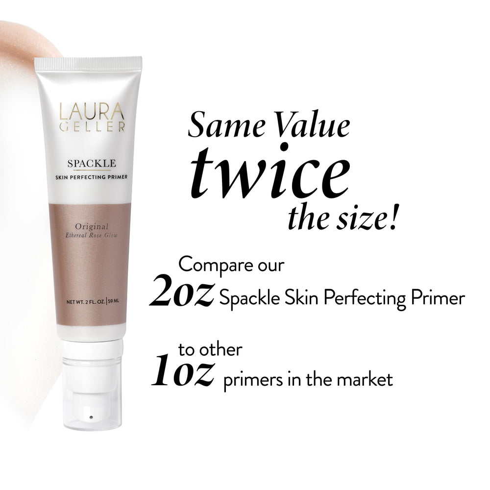 LAURA GELLER vanity lifestyle shot showing everyday glow routine benefit