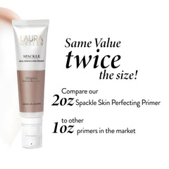 LAURA GELLER vanity lifestyle shot showing everyday glow routine benefit