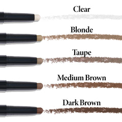 LAURA GELLER brow stick in hand for size and travel-friendly convenience