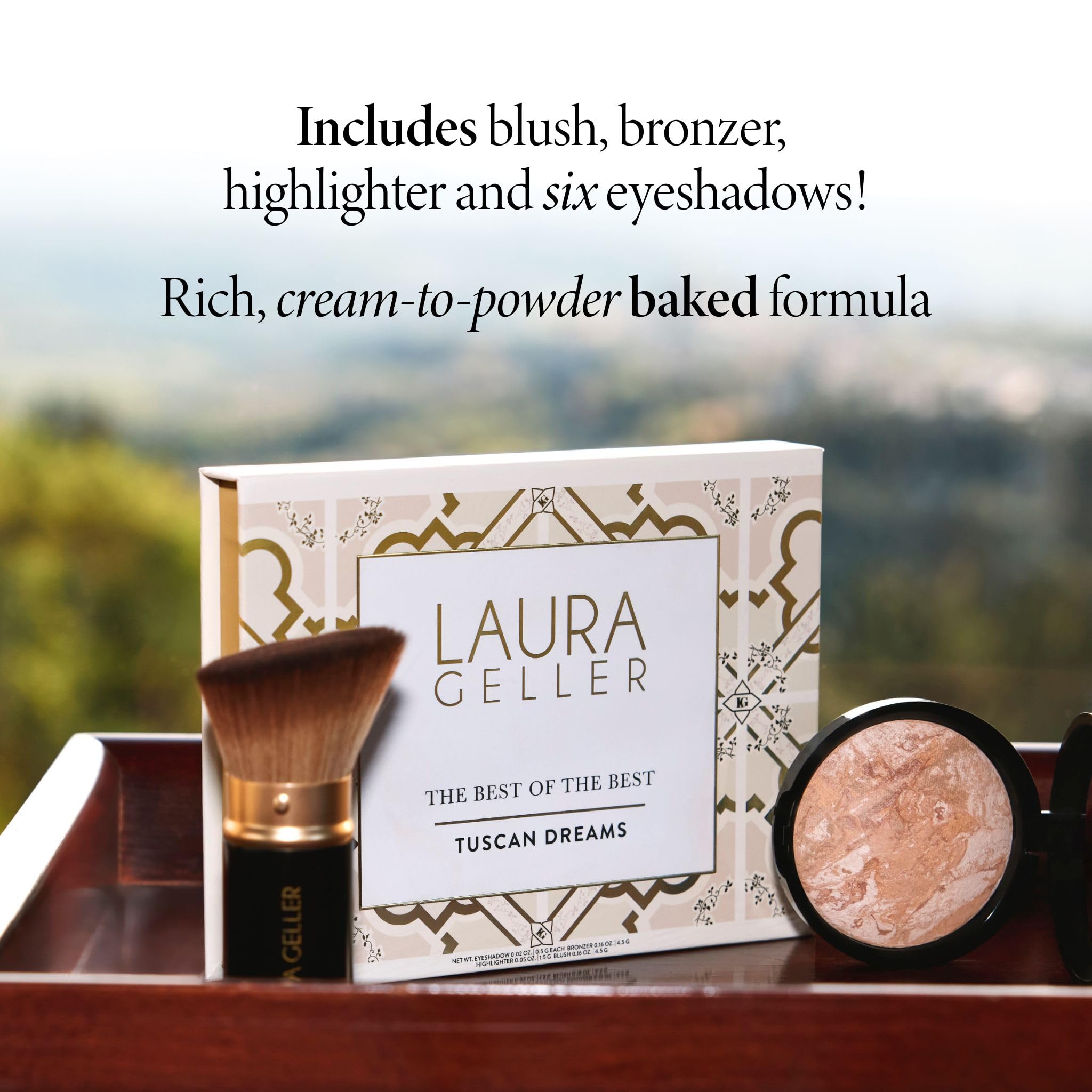 LAURA GELLER close-up baked powder texture, finely milled finish