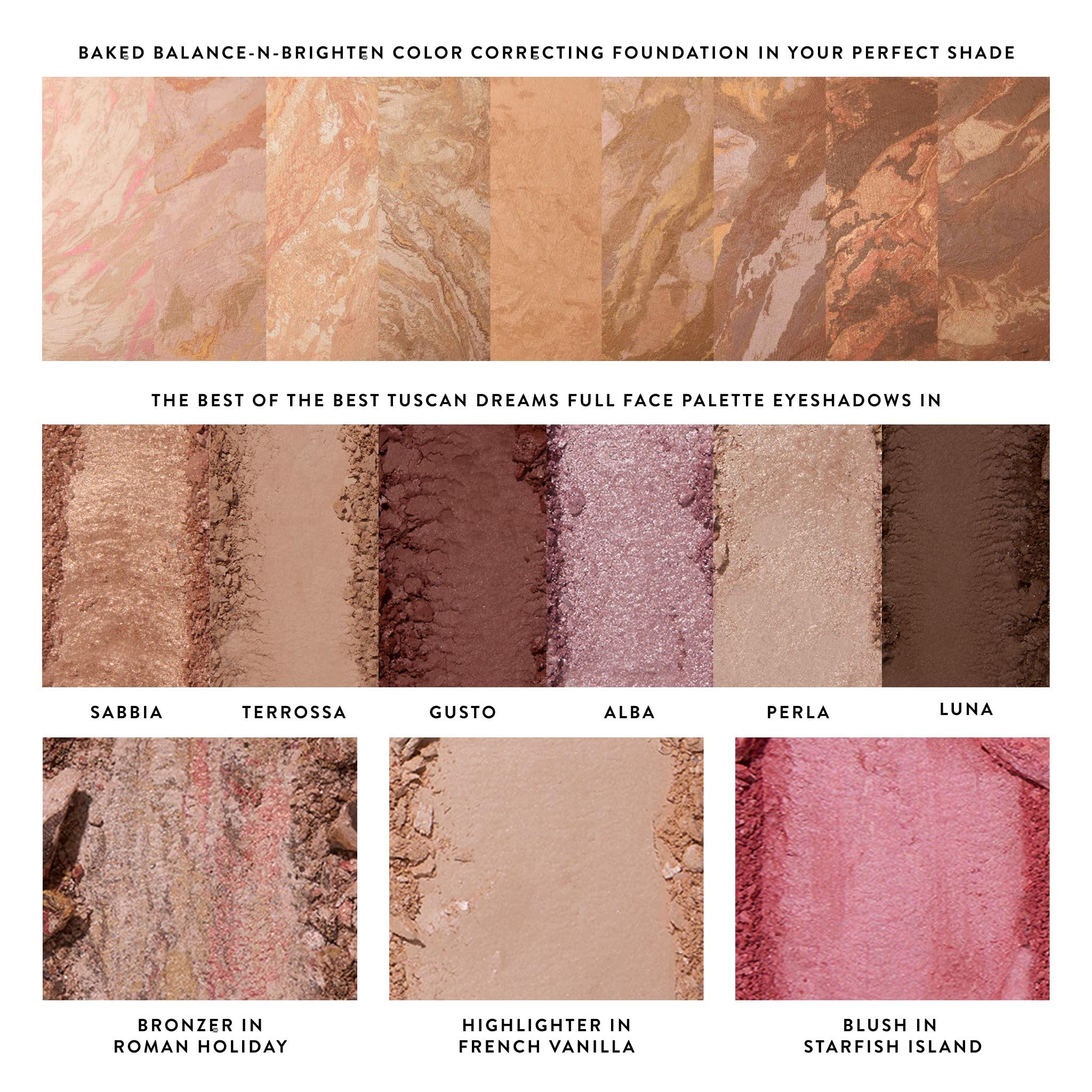 LAURA GELLER Tuscan Dreams palette open with eyeshadows and face pans visible