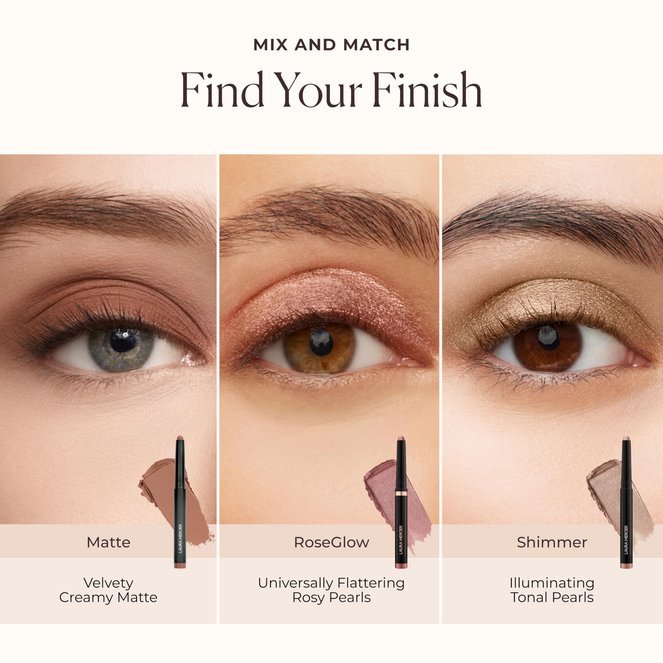 Laura Mercier water droplets on swatch demonstrating waterproof durability