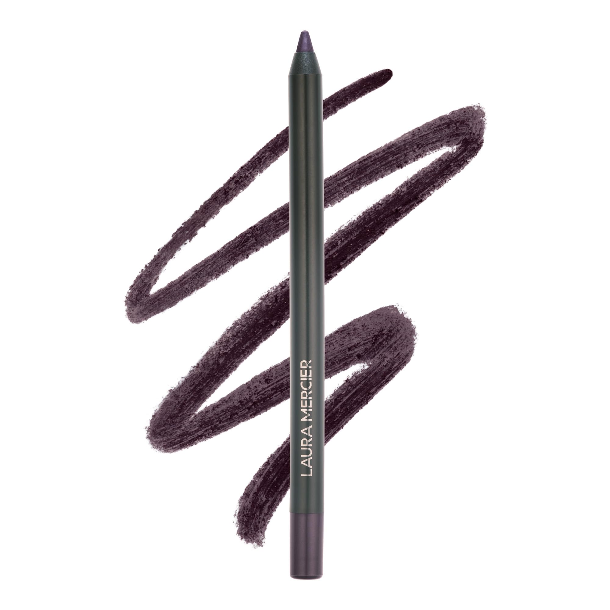 Laura Mercier front packaging showing Dark Plum pencil and benefits of long wear