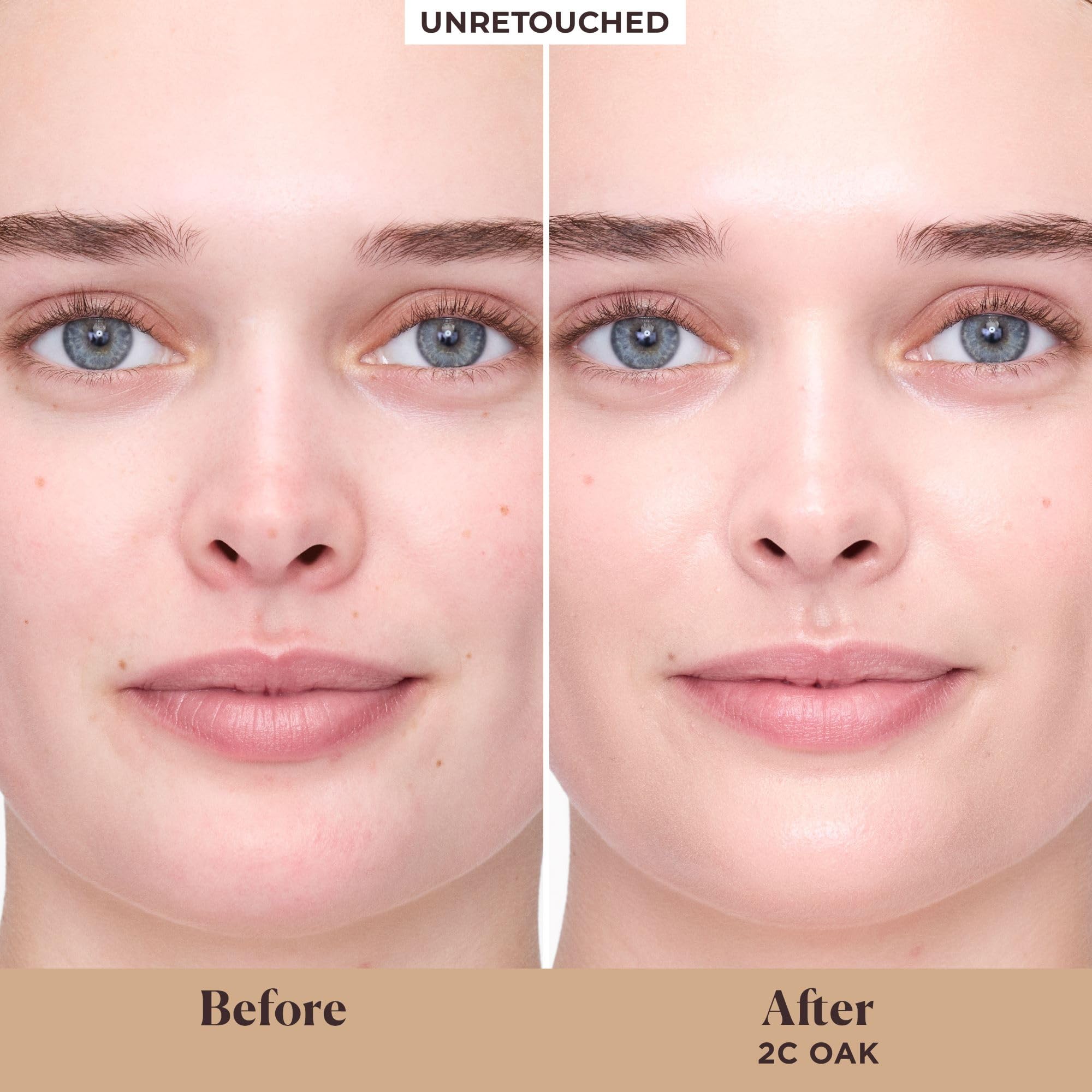 Laura Mercier close-up of Oak shade blended on skin for natural coverage