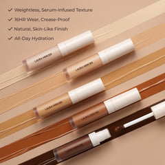 Laura Mercier shade 2W1 swatch on arm showing warm undertone match benefit