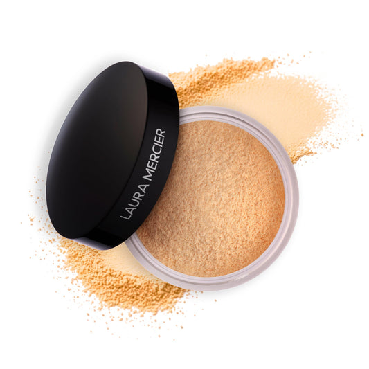 Laura Mercier front jar showing translucent powder, long-lasting matte finish
