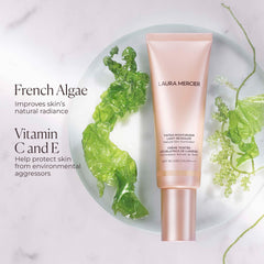Laura Mercier label detail highlighting SPF 25 protection and antioxidants