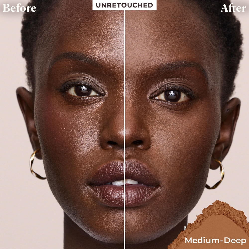 Laura Mercier open jar with visible powder and easy application benefit