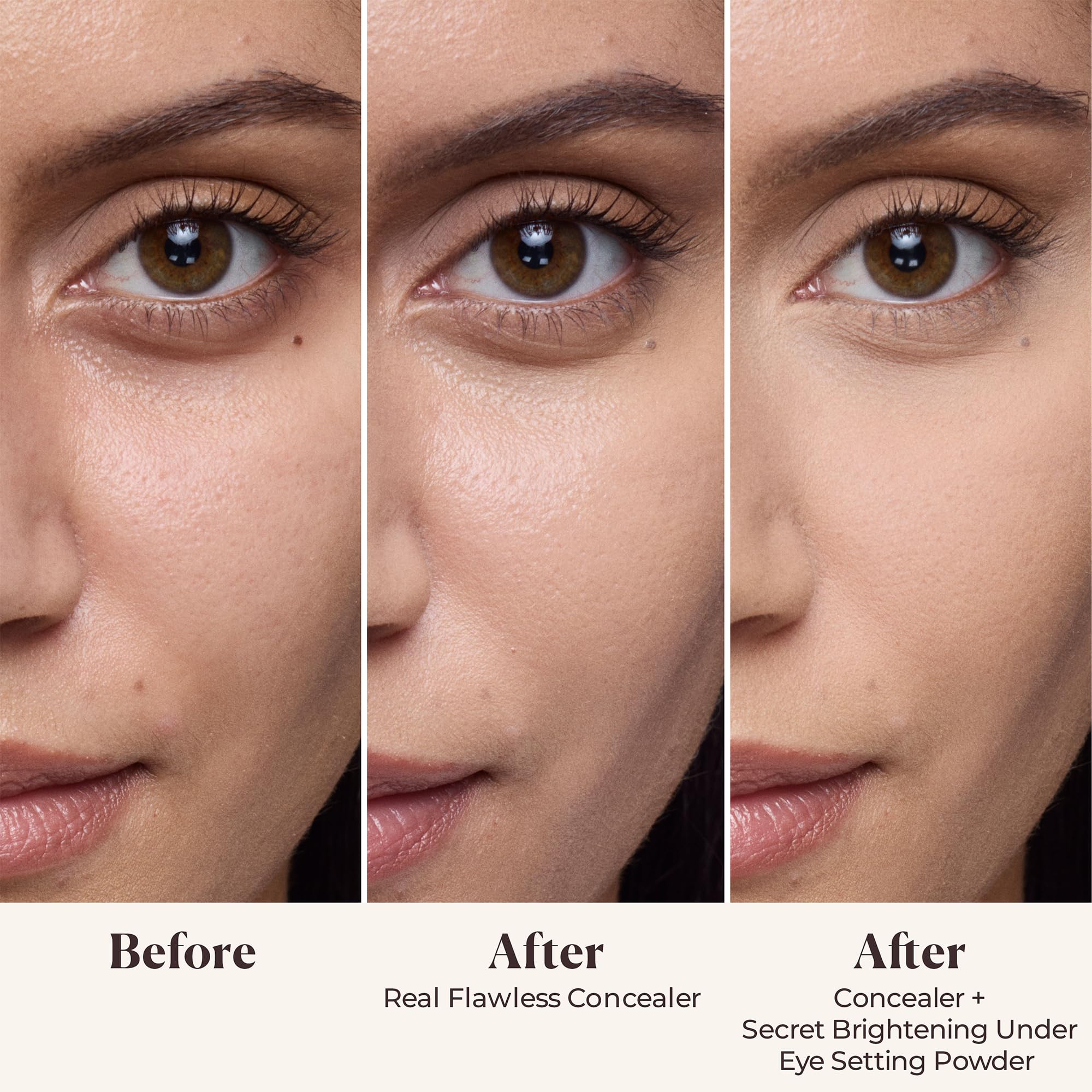 Laura Mercier open pan close-up showing silky peach-pink texture and fine milling benefit