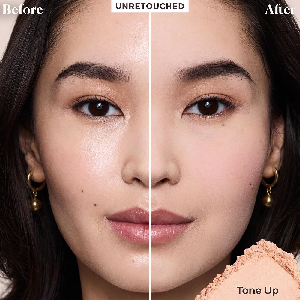 Laura Mercier powder texture close-up highlighting fine milled formula for smooth finish