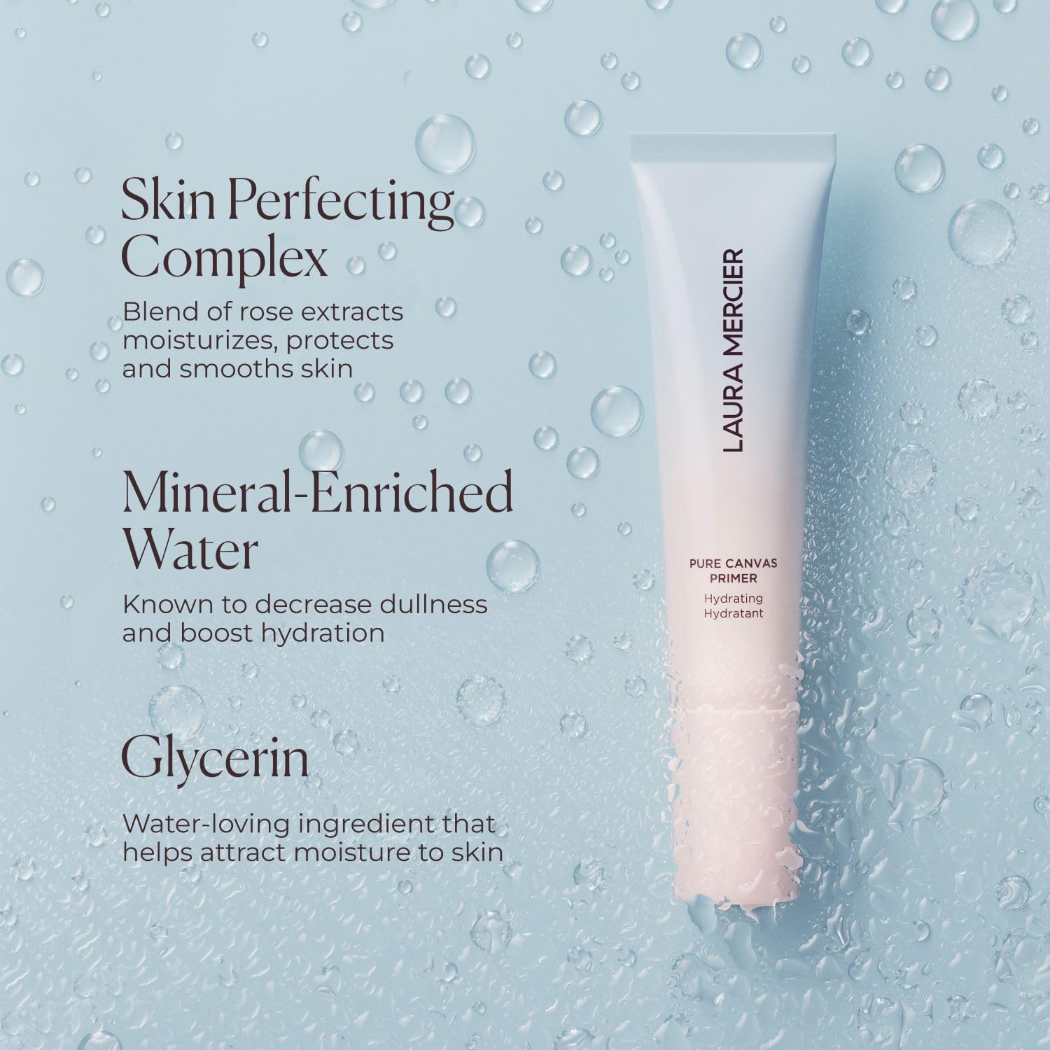 Laura Mercier split-face before and after for visible smoothing benefit