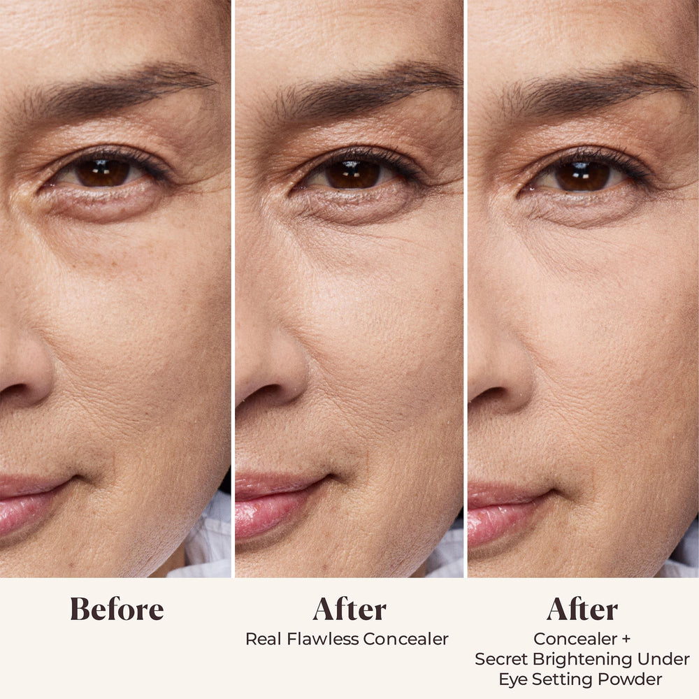 Laura Mercier open jar revealing airy peach-pink brightening powder