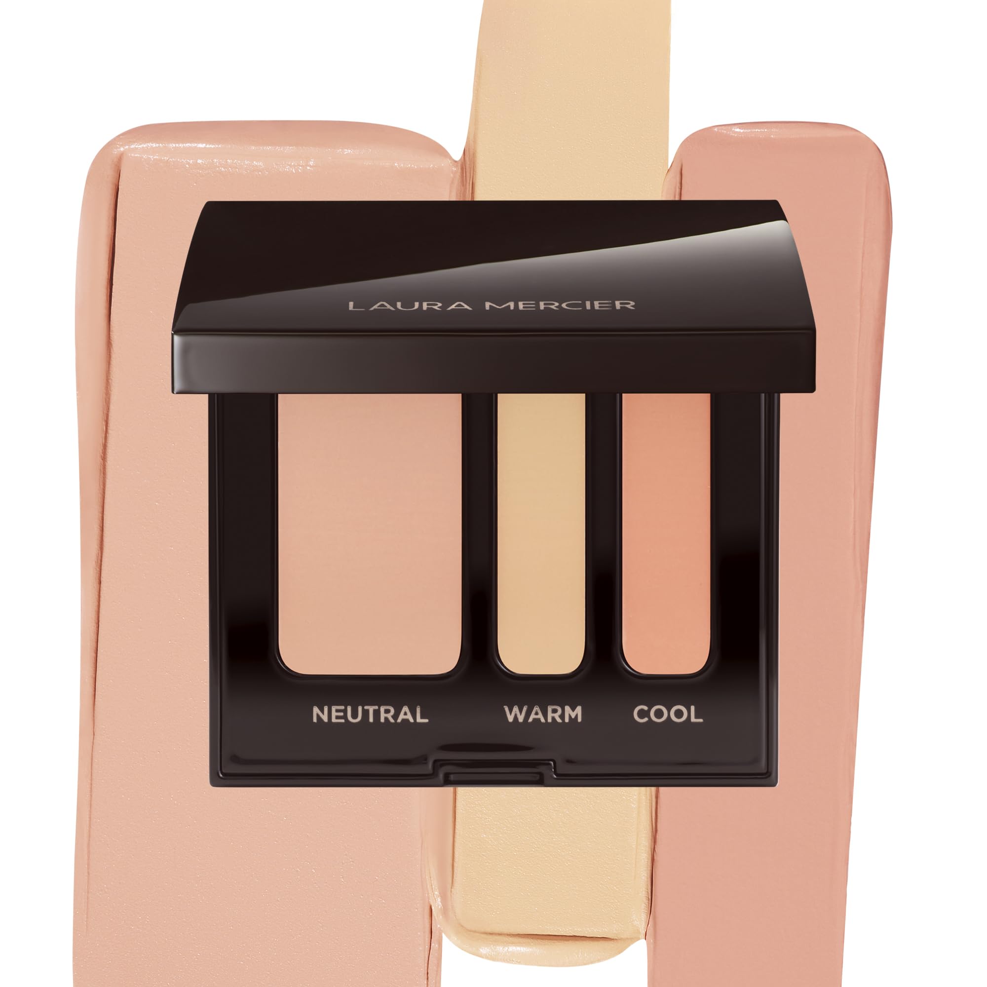 Laura Mercier compact front view showing sleek packaging and portability