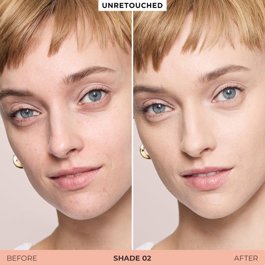 Laura Mercier open compact showing three adjustable conceal shades for customization