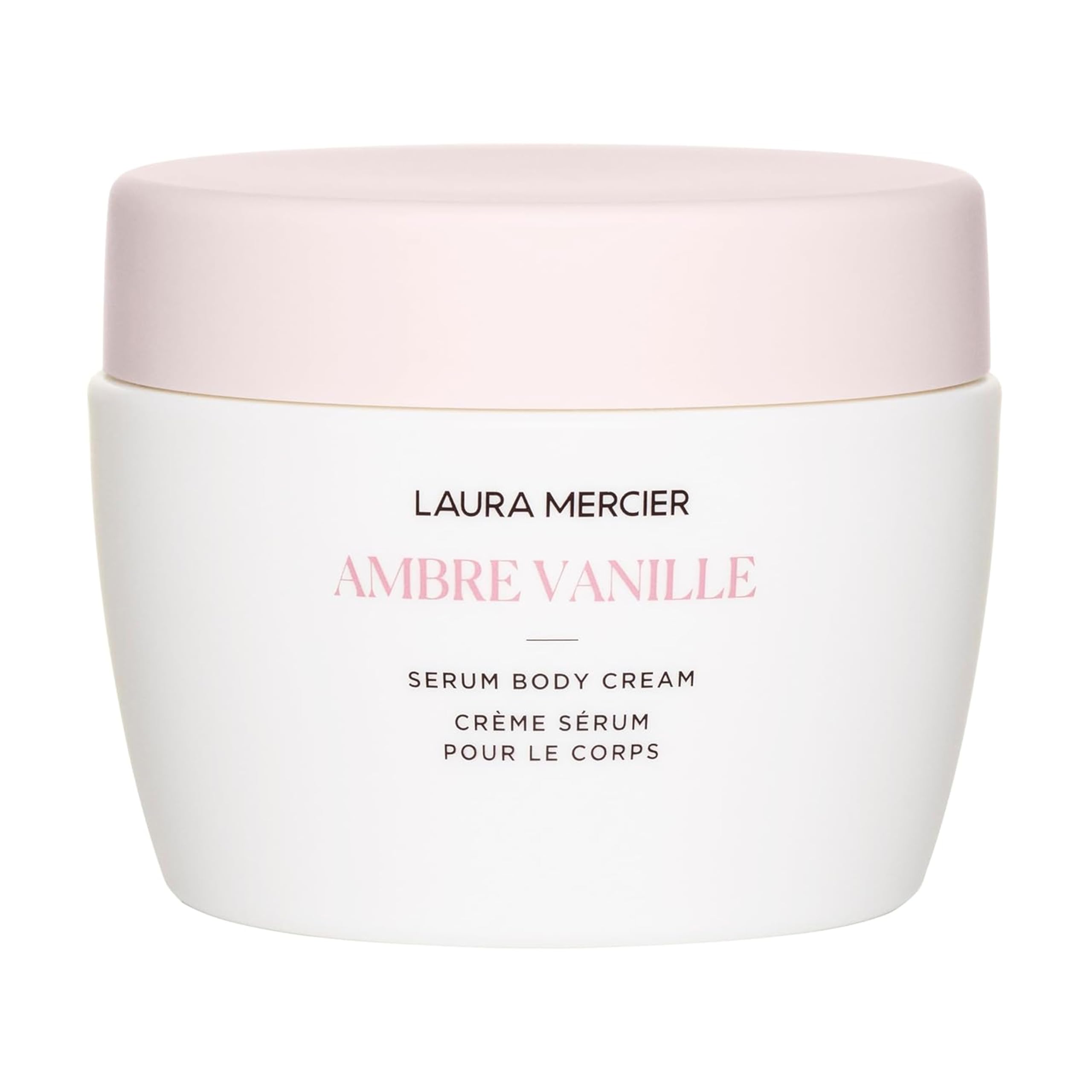 Laura Mercier jar front view showing label and elegant packaging benefit: premium presentation