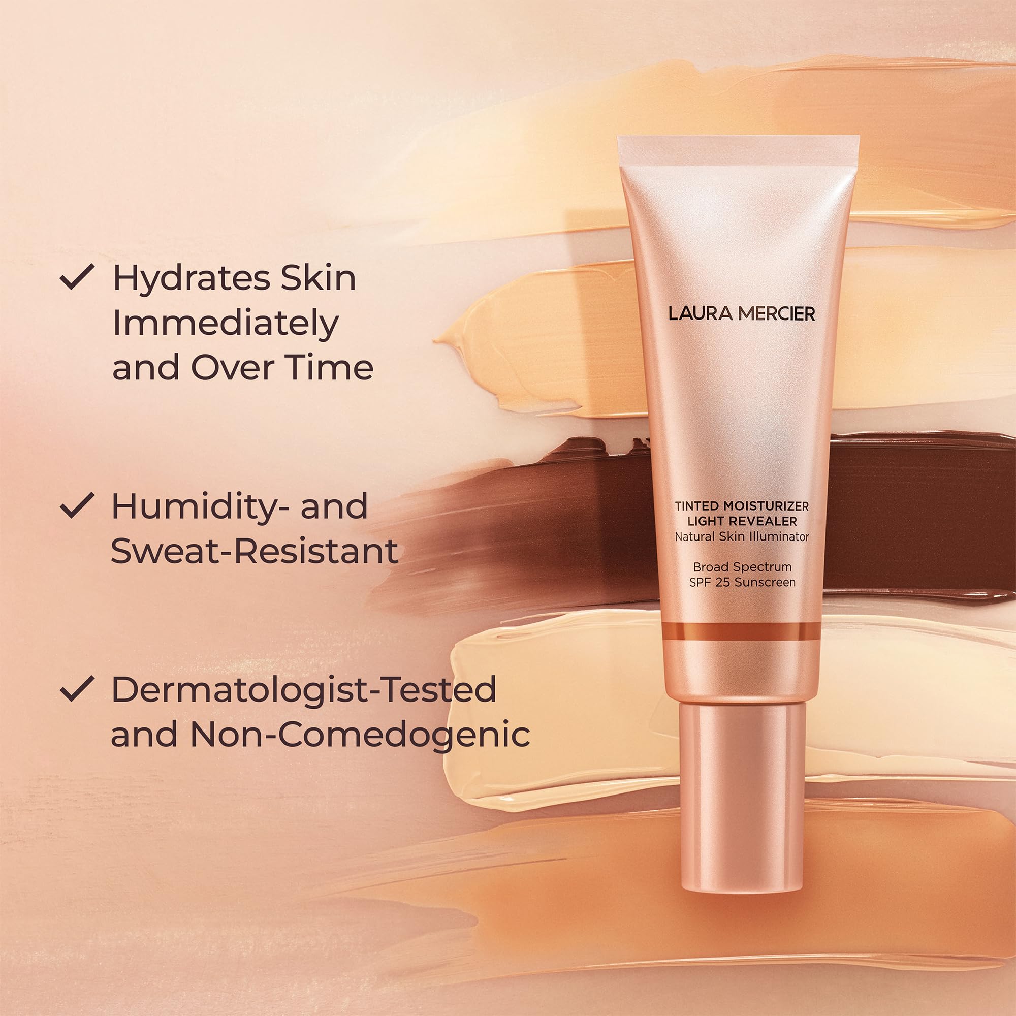 Laura Mercier spread with makeup sponge showing smooth, streak-free blending benefit: even skin tone