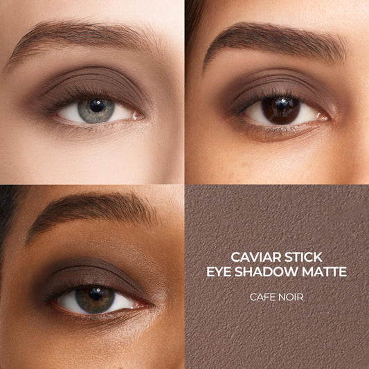 Laura Mercier arm swatch of Café Noir demonstrating rich, buildable payoff