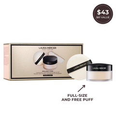 Laura Mercier velour puff close-up for precise application and smooth finish