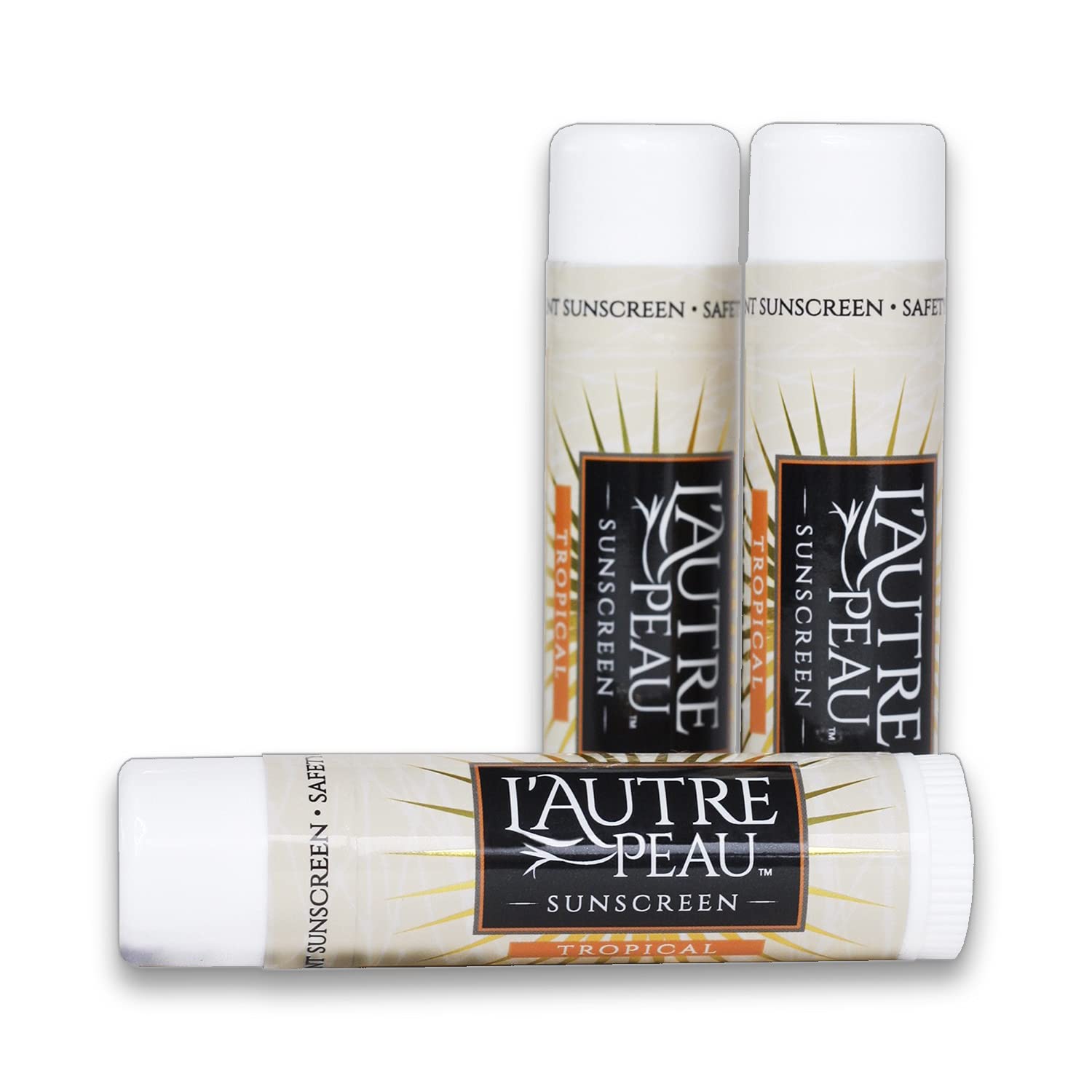 L'AUTRE PEAU front packaging showing three travel-size SPF 30 sticks for convenience