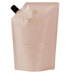 L'AVANT pouch front view showing fragrance and eco refill benefits