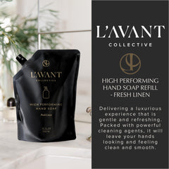 L'AVANT Collective pouch label and ingredients showing plant-based transparency benefit