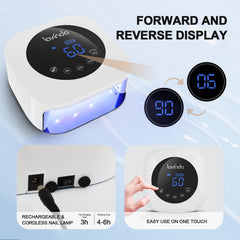 Lavinda cordless lamp sitting on table to show portability and travel benefit