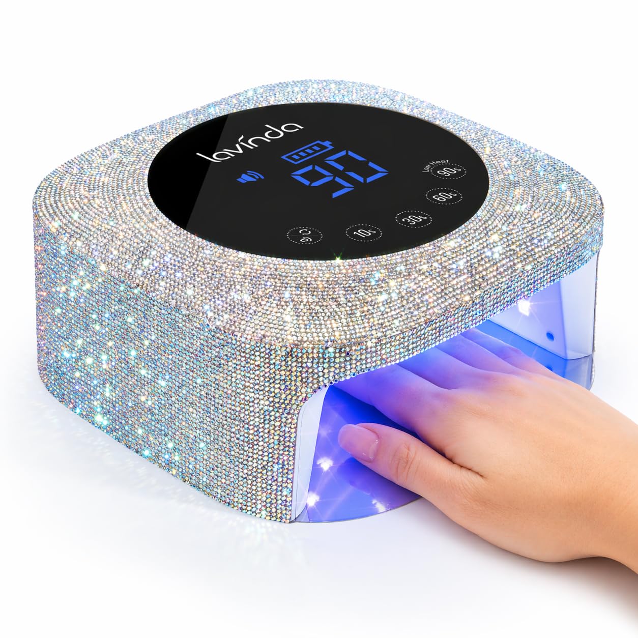 Lavinda front view with display showing timers and battery — clear controls benefit