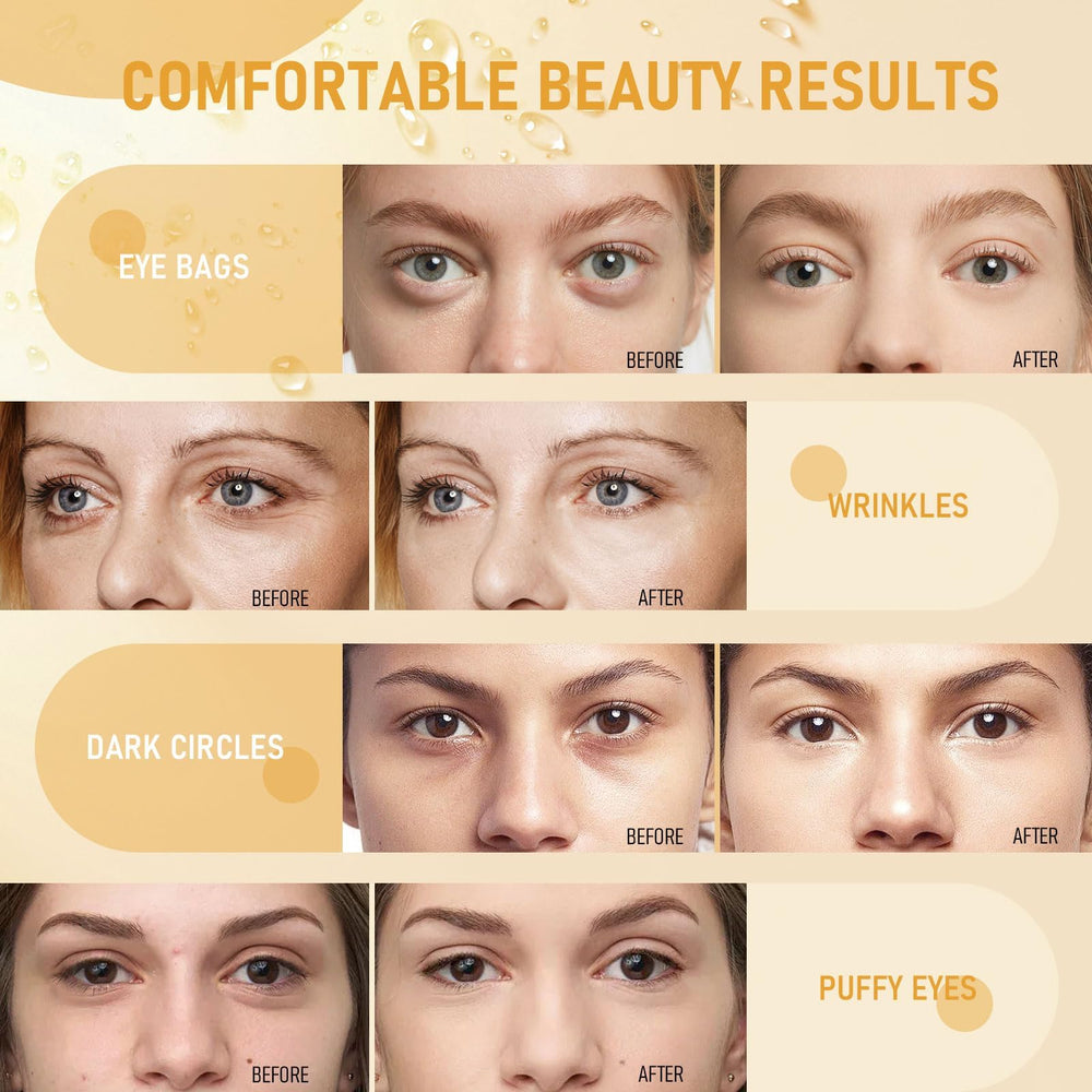 LAVONE before and after under-eye comparison showing smoother skin