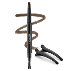 LAVONE brow pencil front packaging showing compact travel benefit