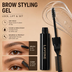 LAVONE dual-ended brow brush with spoolie and angled tip for blending and shaping