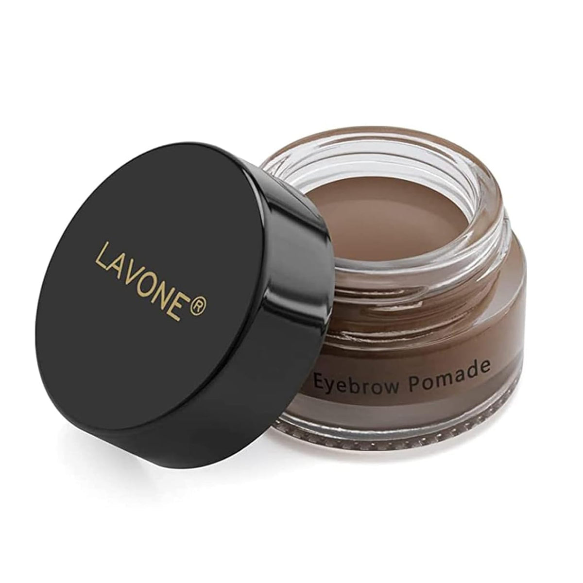 LAVONE front jar dark brown showing compact design and travel-friendly benefit
