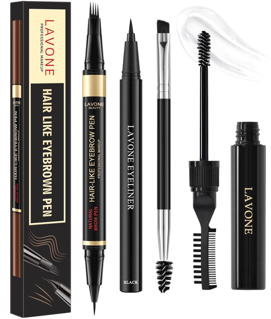 LAVONE front packaging of eyebrow kit showing complete set and convenience