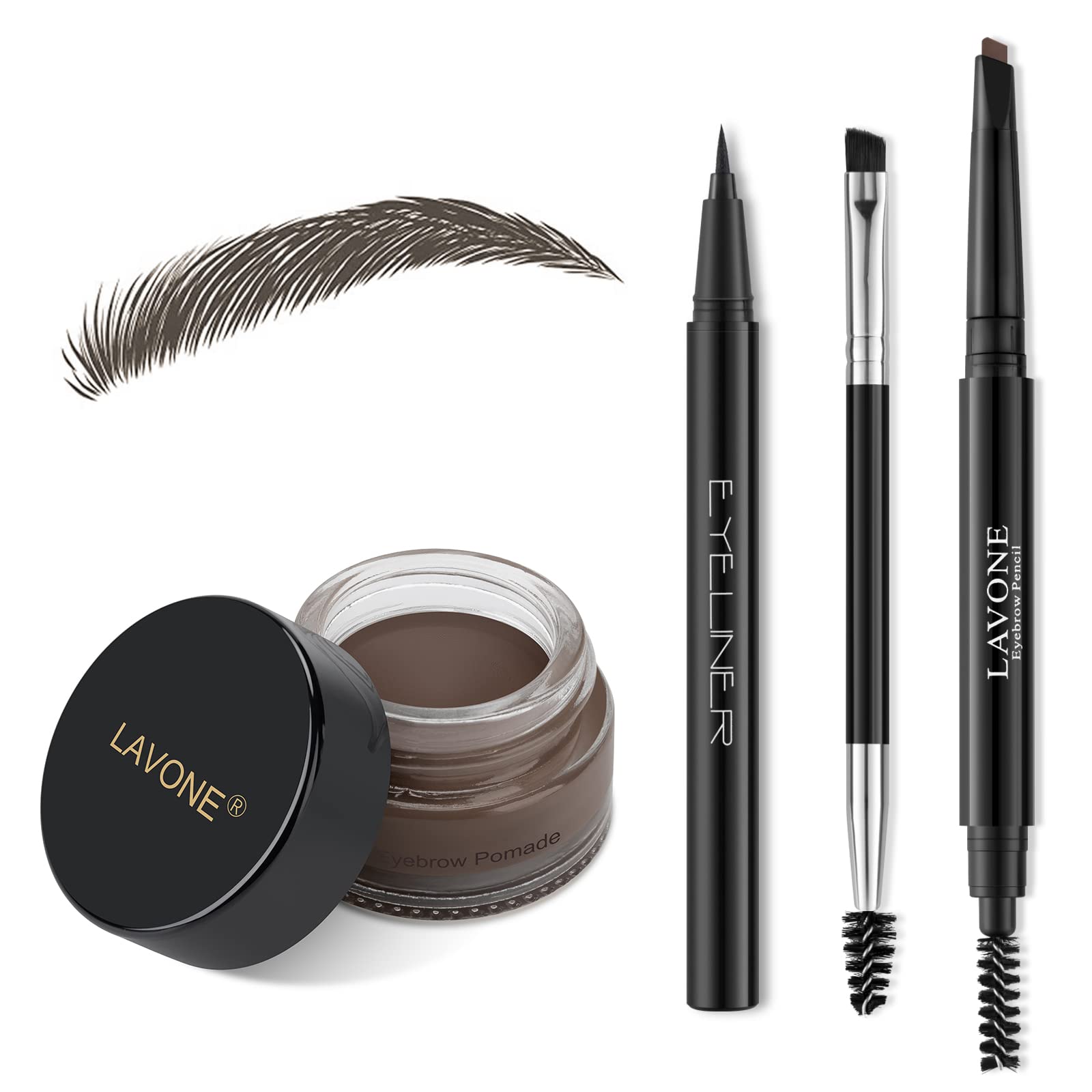 LAVONE front packaging displaying complete eyebrow and eyeliner kit benefit convenience